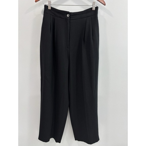 Liz Claiborne Black Lined Dress Pants Size 10 High Rise Pleated Trousers Career - Picture 2 of 12